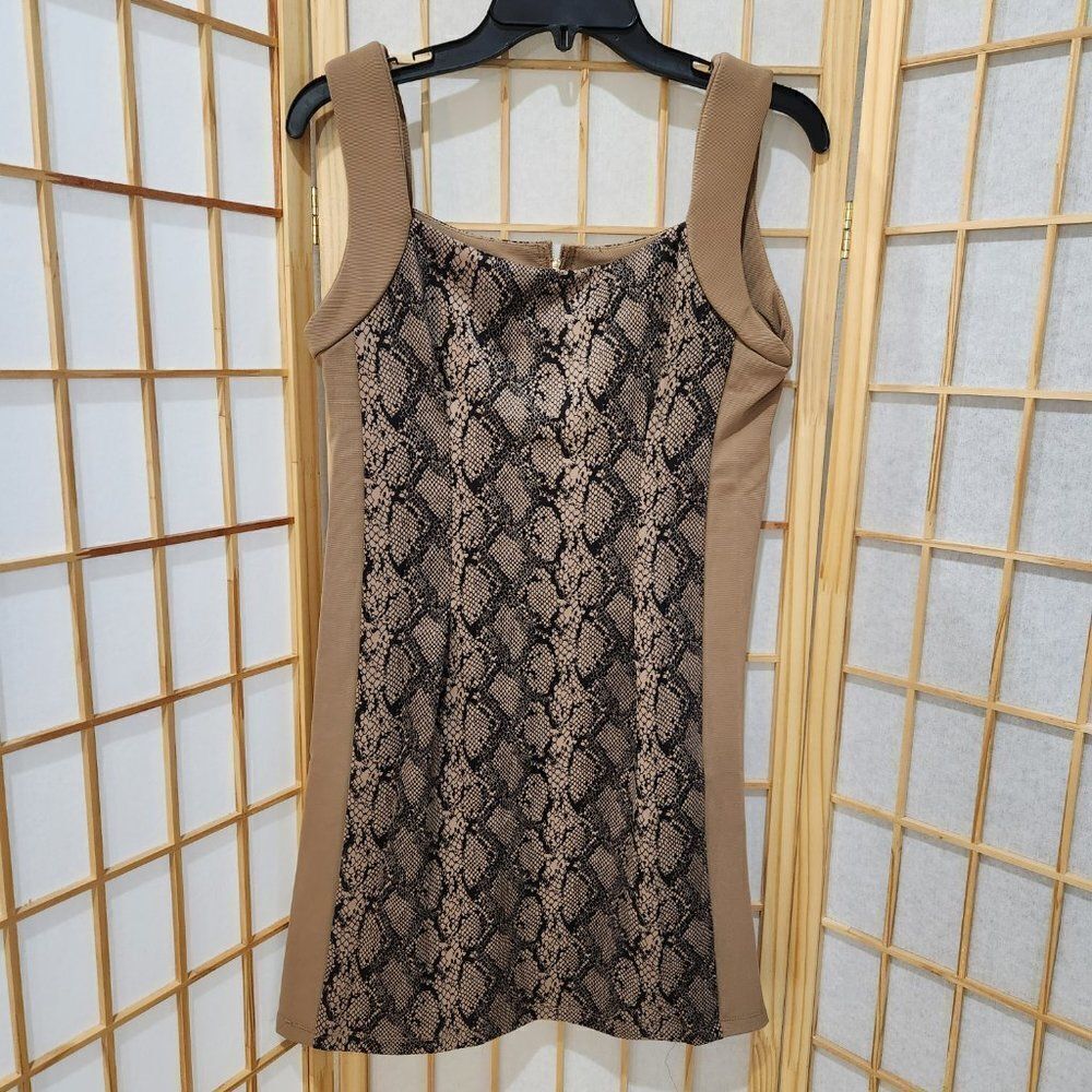 Radzoli Womens Black/Brown Animal Print Sleeveless Dress Sz Medium NWT